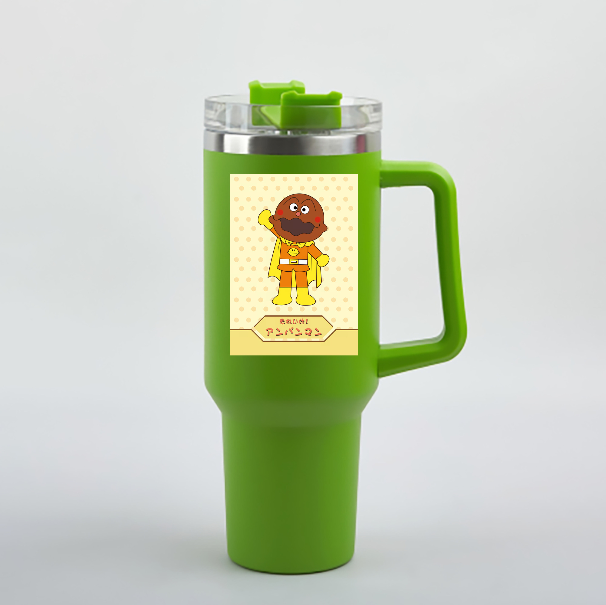 （画像用） アンパンマン Anpanman 1200mL車用タンブラー - クリスタルステッカー（プラスチックストロー付き）